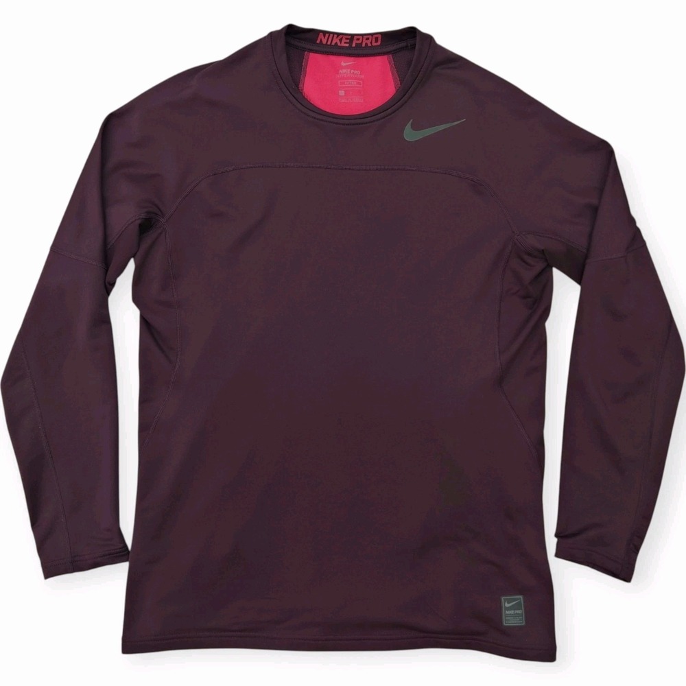 Nike Pro Hyperwarm Training Shirt Mens L Long Sleeve Plum Purple 838026-652